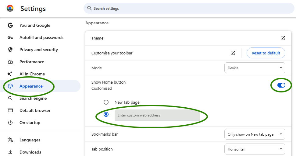 Set Kadaza as homepage in Chrome